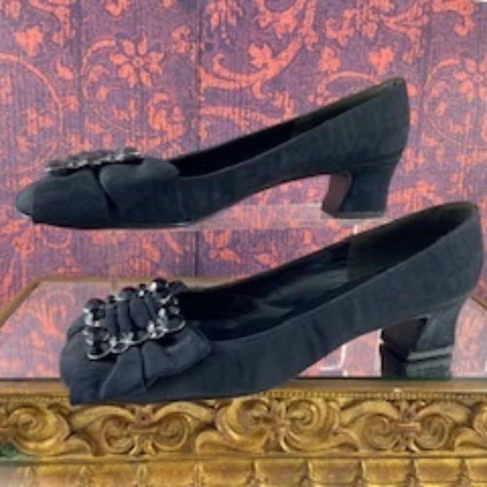 Vintage Jewelled Black Silk Shoes 'French Room Shoes and Sabrina Shoes'
